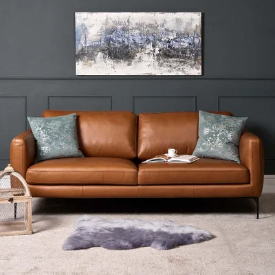 Woods Furniture Carnaby Leather Sofa 3 Seater - Palomino Tan