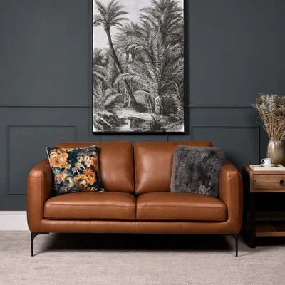 Woods Furniture Carnaby Leather Sofa 2 Seater - Palomino Tan