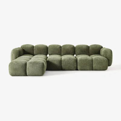 Westwing Modular Teddy-Bouclé Sofa Tayla (4-seater) with Ottoman