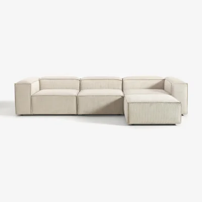 Westwing Corduroy Modular Sofa Lennon (4-seater) with Ottoman (left/right)