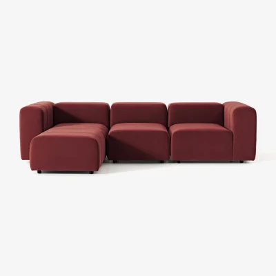 Westwing Modular Velvet Sofa Lena (4-seater) with Ottoman (left/right)