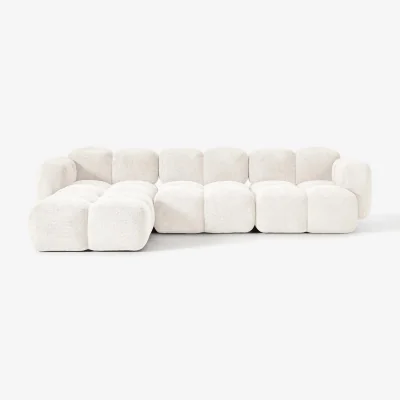 Westwing Modular Teddy-Bouclé Sofa Tayla (4-seater) with Ottoman (left/right)