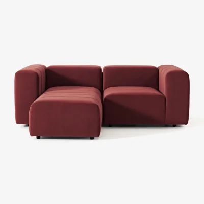 Westwing Modular Velvet Sofa Lena (3-seater) with Ottoman (left/right)