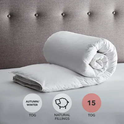 Dunelm Fogarty White Goose Feather and Down 15 Tog Duvet White
