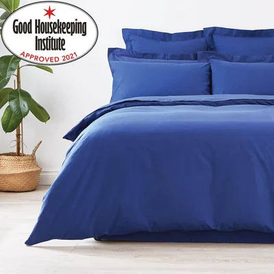 Dunelm Non Iron Plain Dye Navy Duvet Cover Navy