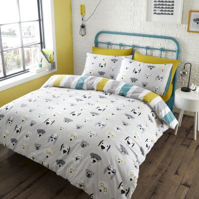 Dunelm Catherine Lansfield Cool Dogs Grey Reversible Duvet Cover and Pillowcase Set MultiColoured