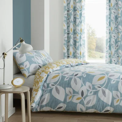 La Redoute Inga Leaf Teal Easy Care Duvet Set