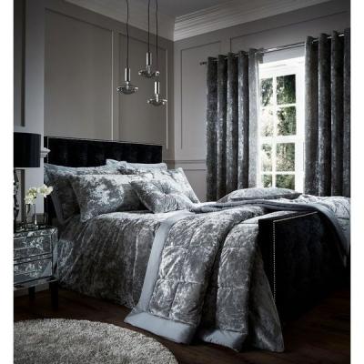 Downtown Catherine Lansfield Crushed Velvet Silver Duvet Set