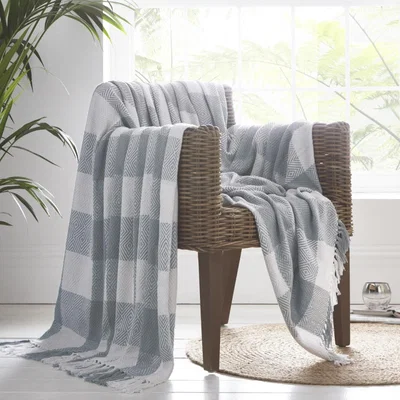 The Range Epsom Cotton Throw - Grey / 228cm / Wash before first use. Wash inside out with similar colours using a colour sensitive detergent. Suitable for tumble drying on a low heat. Iron on reverse.