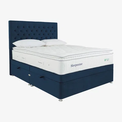 Furniture Village Sleepeezee - Natural Touch 3000 Pillowtop Side Ottoman Divan Set - Super King - Blue