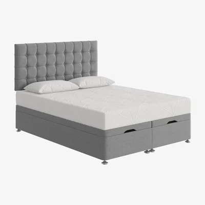 Furniture Village Sleep Story - Cool Gel 2000 End Lift Ottoman Divan Set - Super King - Grey