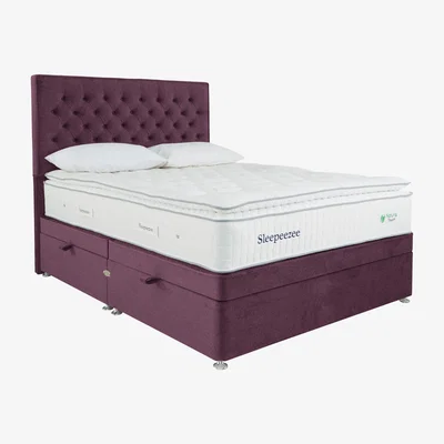 Furniture Village Sleepeezee - Natural Touch 3000 Pillowtop Side Ottoman Divan Set - Super King - Purple