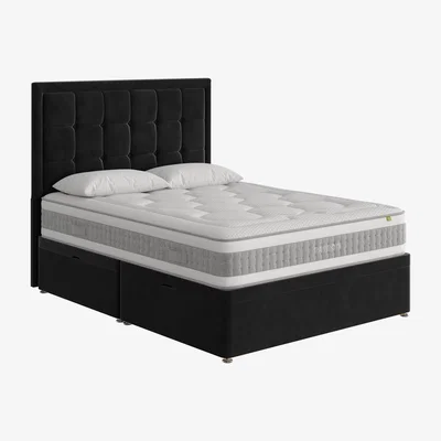Furniture Village Mammoth - Prestige Plus 4000 Side Ottoman Divan Set - Super King - Black