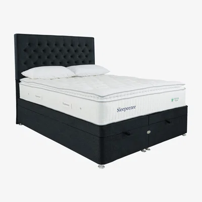 Furniture Village Sleepeezee - Natural Touch 3000 Pillowtop End Ottoman Divan Set - Super King - Black