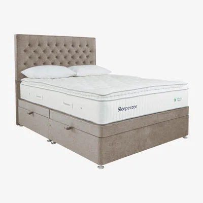 Furniture Village Sleepeezee - Natural Touch 3000 Pillowtop Side Ottoman Divan Set - Super King - Brown