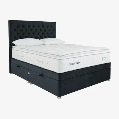 Furniture Village Sleepeezee - Natural Touch 3000 Pillowtop Side Ottoman Divan Set - Super King - Black