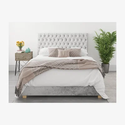 Furniture123 Angel Super King Size Ottoman Bed in Silver Crushed Velvet