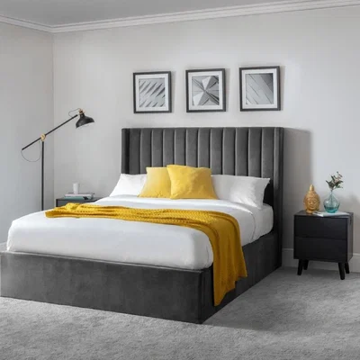 Furniture123 Langham Super King Scalloped Headbaord Storage Bed - Grey