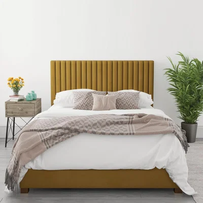 Furniture123 Piccadilly Super King Size Ottoman Bed in Deep Mustard Velvet