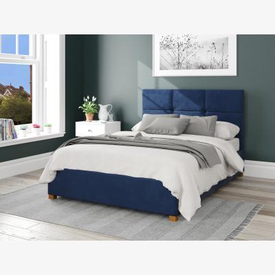 The Range Caine Storage Ottoman Bed in Plush Velvet Fabric - Navy / Superking