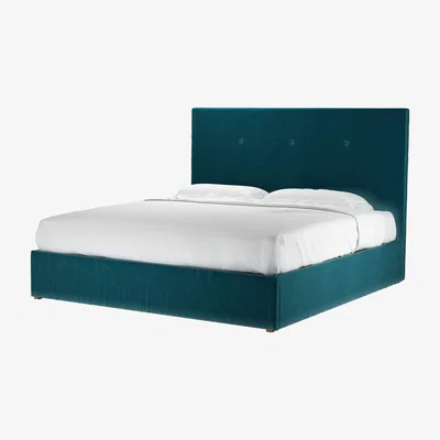 Sofa.com Avery 130cm Super King Ottoman Bed in Deep Turquoise Cotton Matt Velvet - sofa.com