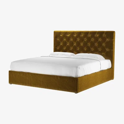 Sofa.com Rosalie 130cm Super King Ottoman Bed in Nefertiti Gold Cotton Matt Velvet - sofa.com