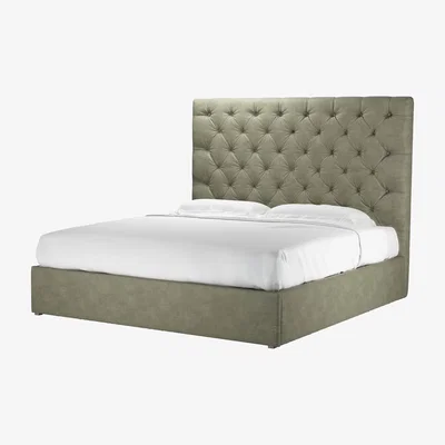 Sofa.com Rosalie 150cm Super King Ottoman Bed in Matcha Powdered Leather - sofa.com