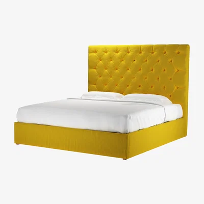 Sofa.com Rosalie 150cm Super King Ottoman Bed in Canary Cotton Matt Velvet - sofa.com