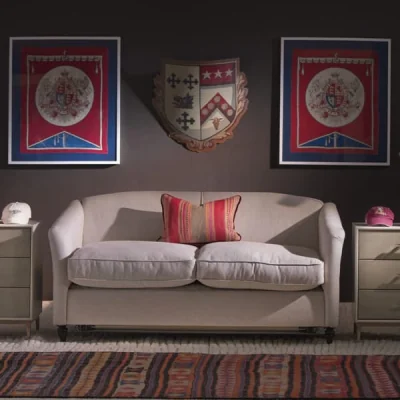 Andrew Martin Montana Sofa Bed Custom, Montana Sofa Bed, Sofa Bed, Brown/Red/Blue - Andrew Martin Boucle & Cotton & Wool & Linen & Other Fabric & Velvet