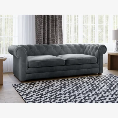 Cuckooland Flair Ralph 3 Seater Velvet Chesterfield Sofa Bed