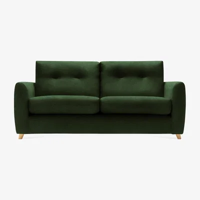 Cult Furniture 2 Seater Sofa Bed Fabric and Leg Colour: Velvet, Forest Green, Leg  Natural