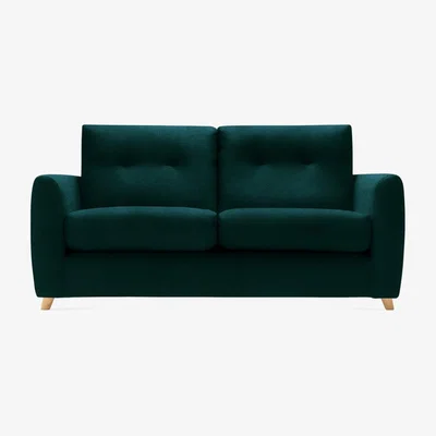 Cult Furniture Small 2 Seater Sofa Bed Fabric and Leg Colour: Velvet, Teal, Leg  Natural