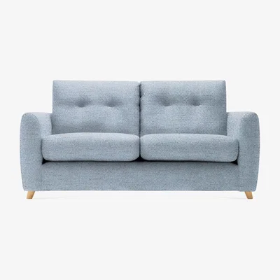 Cult Furniture Small 2 Seater Sofa Bed Fabric and Leg Colour: Checkerboard Weave, Duck Egg Blue, Leg  Natural