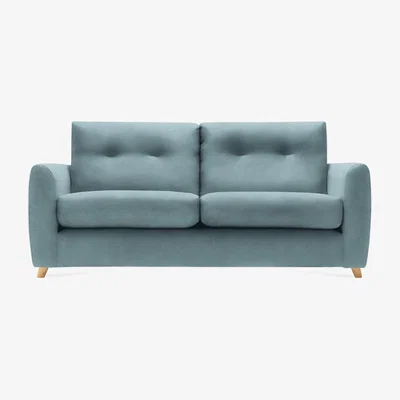 Cult Furniture 2 Seater Sofa Bed Fabric and Leg Colour: Velvet, Duck Egg Blue, Leg  Natural
