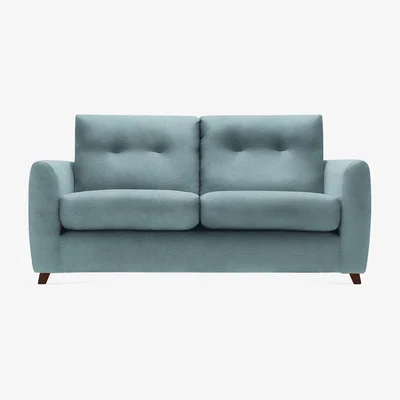 Cult Furniture Small 2 Seater Sofa Bed Fabric and Leg Colour: Velvet, Duck Egg Blue, Leg  Walnut