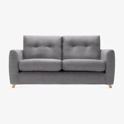 Cult Furniture Small 2 Seater Sofa Bed Fabric and Leg Colour: Checkerboard Weave, Charcoal, Leg  Natural
