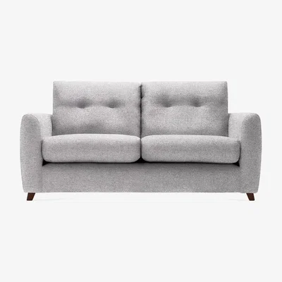 Cult Furniture Small 2 Seater Sofa Bed Fabric and Leg Colour: Checkerboard Weave, Light Grey, Leg  Walnut
