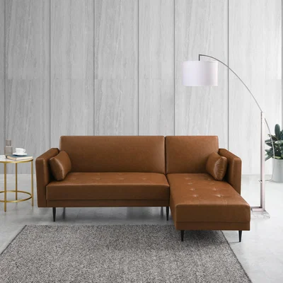 Dunelm Selma Faux Leather Corner Sofa Bed Faux Leather Tan