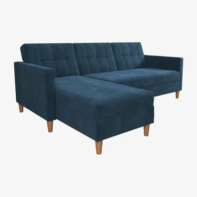 Dunelm Hartford Chenille Storage Sofa Bed Blue