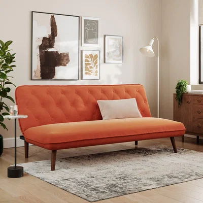 Dunelm Rosie Buttoned Velvet Sofa Bed Ginger