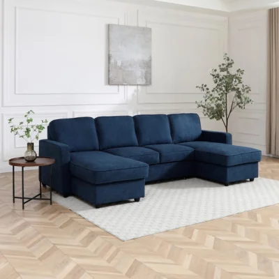 Dunelm Kayden Textured Weave U-Shape Trundle Sofa Bed