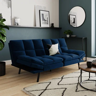 Dunelm Luis Velvet Clic Clac Sofa Bed Navy