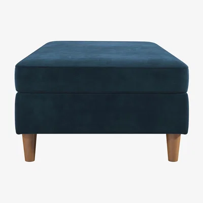Dunelm Hartford Chenille Storage Ottoman Blue