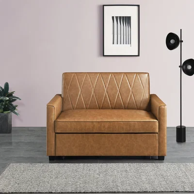 Dunelm Serika Faux Leather Sofa Bed Brown