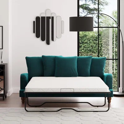 Dunelm Beatrice Scatter Back Velvet 3 Seater Sofa Bed Peacock