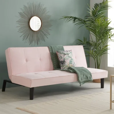 Dunelm Return - Aurora Velvet Double Sofa Bed, Pink