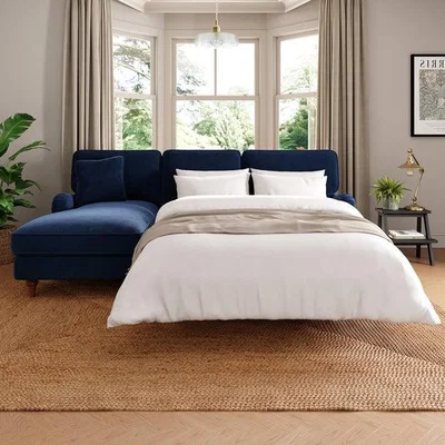Dunelm Beatrice II Matte Velvet Corner Sofa Bed