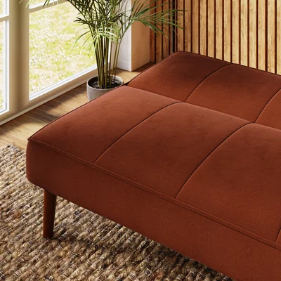 Dunelm Niko Velvet Clic Clac Sofa Bed Orange Umber