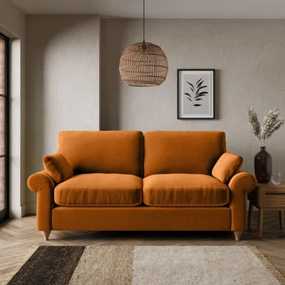 Dunelm Salisbury Luxury Velvet 2 Seater Sofa Bed Luxury Velvet Orange Umber