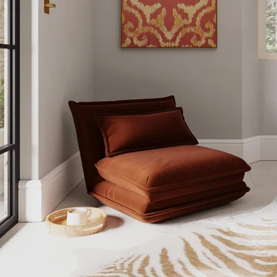 Dunelm Jackson Velvet Foldable Single Sofa Bed Velvet Orange Umber